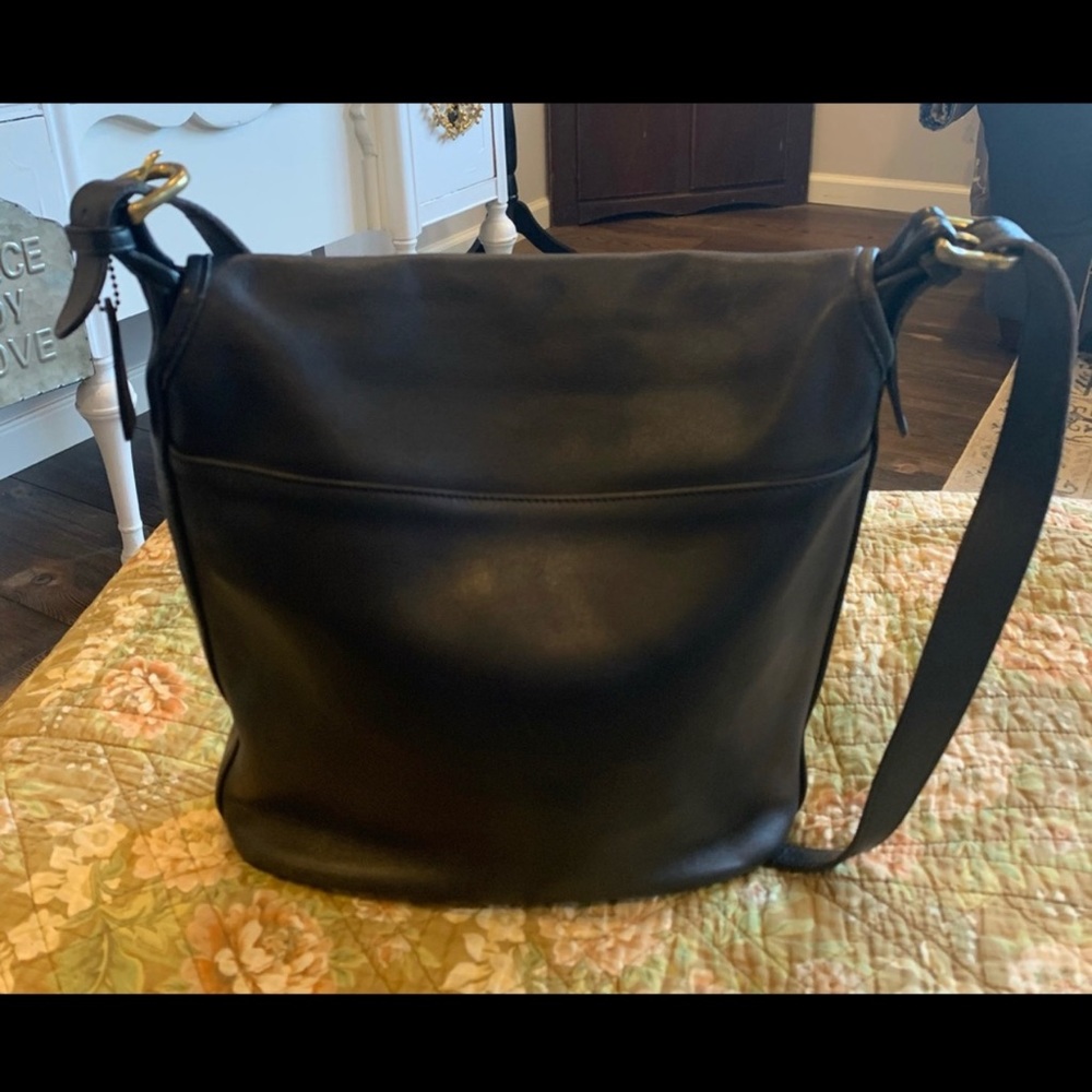 Coach Black Leather Crossbody Bag with Brass Hardware - Picture 2 of 6